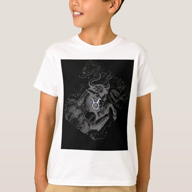 Camiseta Cromo como Taurus Zodiac em Hevelius Black (Frente)