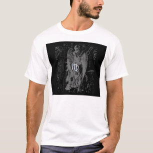 Camiseta Cromo como Virgo Zodiac Sinal em Negra
