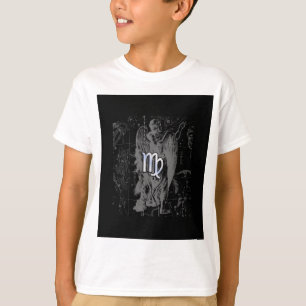 Camiseta Cromo como Virgo Zodiac Sinal em Negra