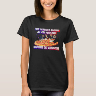 Camiseta Crônicas do Gato Corporativo: Reunião de Pizza