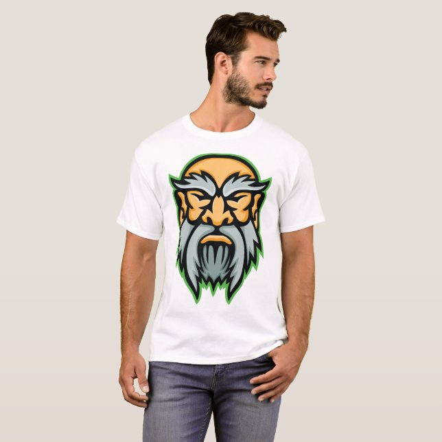 Camiseta Cronos Deus Grego Barba Grisalha (Frente Completa)