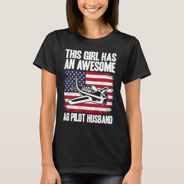 Camiseta Crop Duster American Flag AG Pilot Wife (Frente)