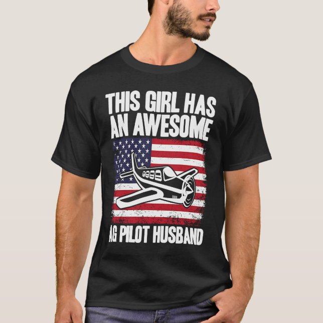 Camiseta Crop Duster American Flag AG Pilot Wife (Frente)