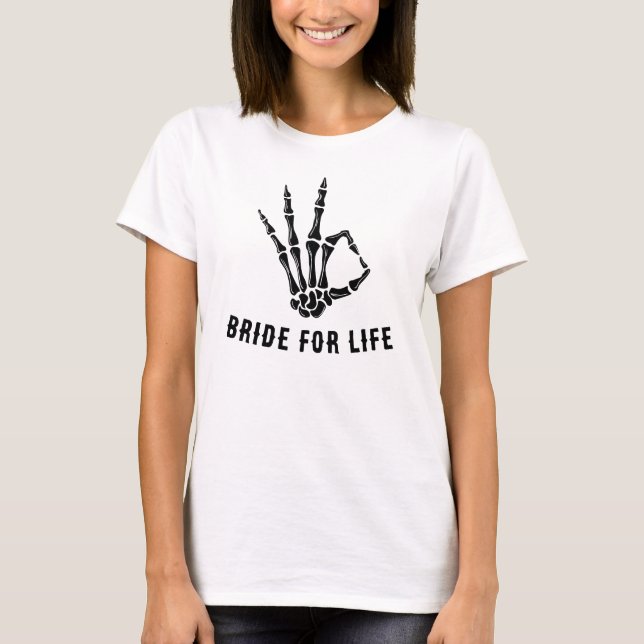 Camiseta cropped Rockstar Skeleton Bride Squad (Frente)