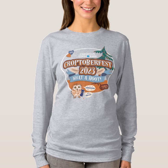 Camiseta Croptoberfest 2023 Cinzas de folhas compridas (Frente)