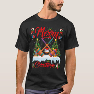 Camiseta Croquet Lover Xmas Lighting Santa Hat Croquet Chri