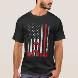 Camiseta Croquet Set Lover Retro American Flag Croquet 4Th