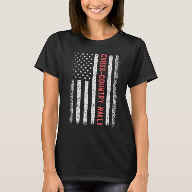 Camiseta Cross Country Rally American Flag 4 De Julho (Frente)