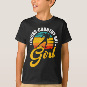 Camiseta Cross Country Ski Girl Retro Winter Sports Skier B