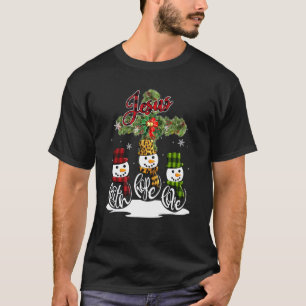 Camiseta Cross Jesus Feliz Natal Snowman Engraçado Xmas Par