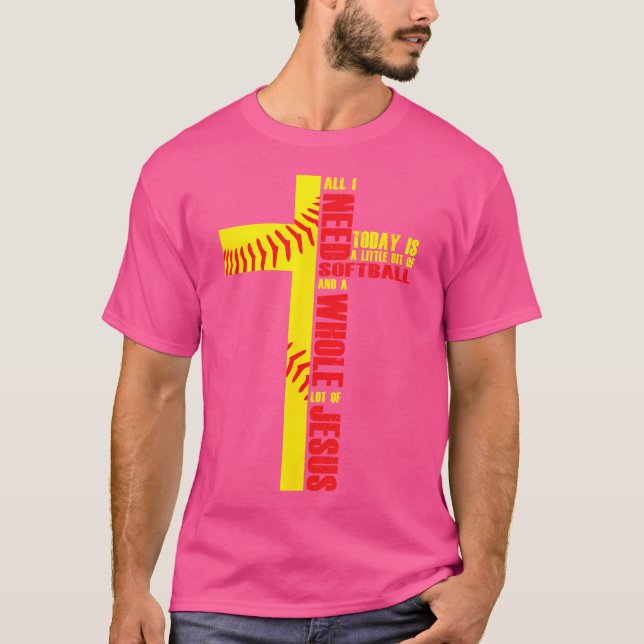 Camiseta Cross Jesus Softball Jogador de Beisebol (Frente)