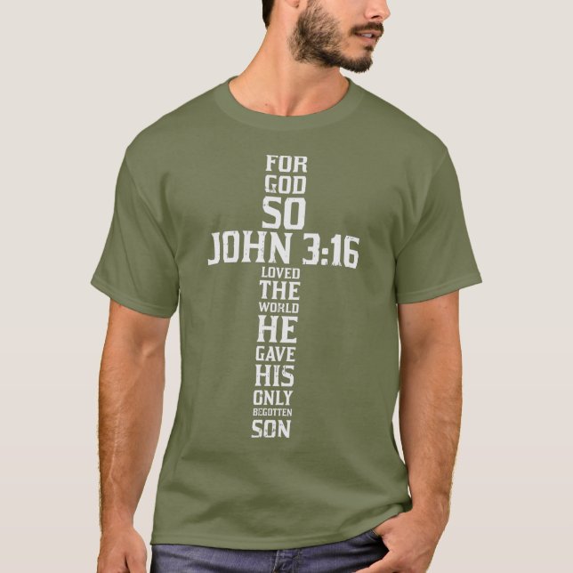 Camiseta Cross John 316 Verse Bíblia Deus Jesus Faith Gift (Frente)