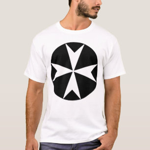 Camiseta Cross Of Malta v2 (branco a preto)