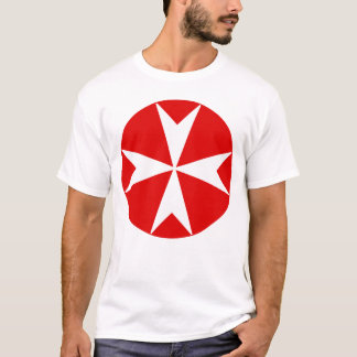 Camiseta Cross Of Malta v2 (branco a vermelho)
