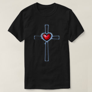 Camiseta Cross Ruby Red Gemstone Heart