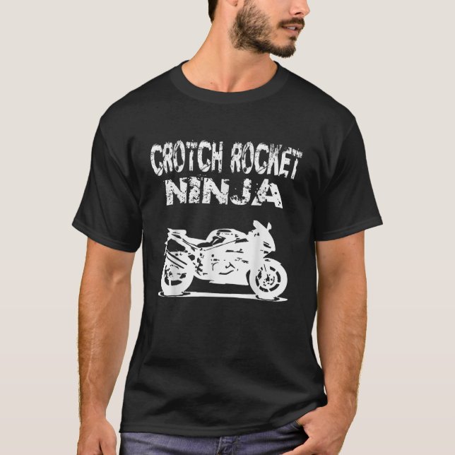 Camiseta Crotch Rocket Motorcycle Rider Ninja T Shirt (Frente)