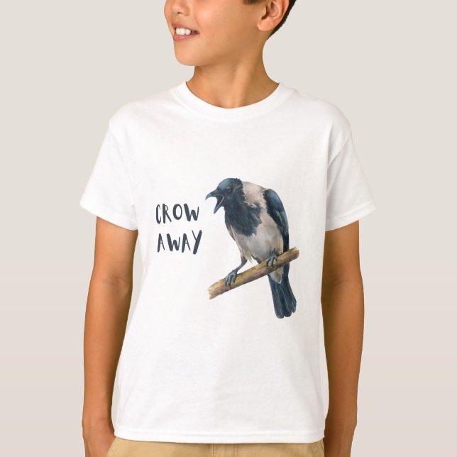 Camiseta Crow Away, pássaro-do-pássaro (Frente)
