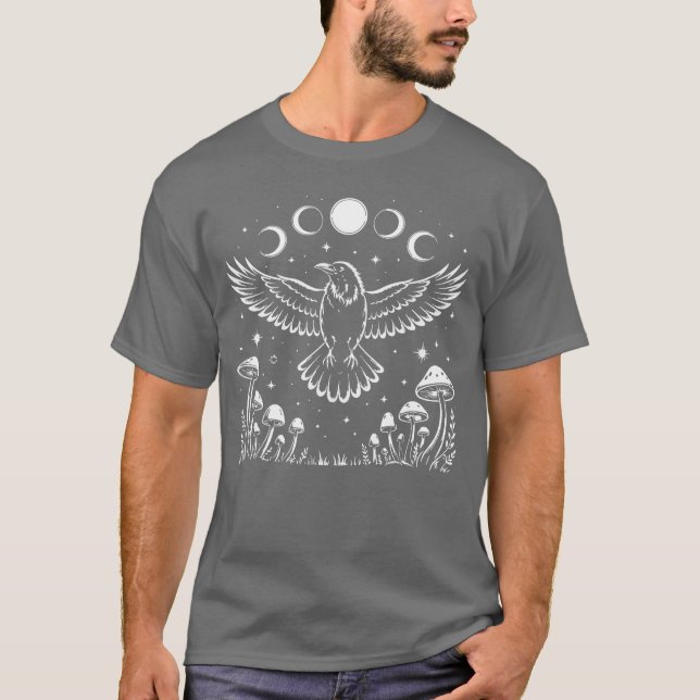 Camiseta Crow Blackbird Raven Witchcore Moon Mística (Frente)