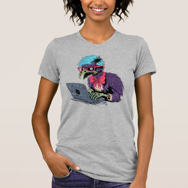 Camiseta Crow de Computador Zombie (Frente)