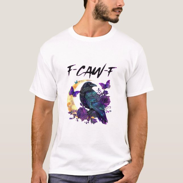 Camiseta Crow F Caw F Funny Bird Moon Gothic Design (Frente)