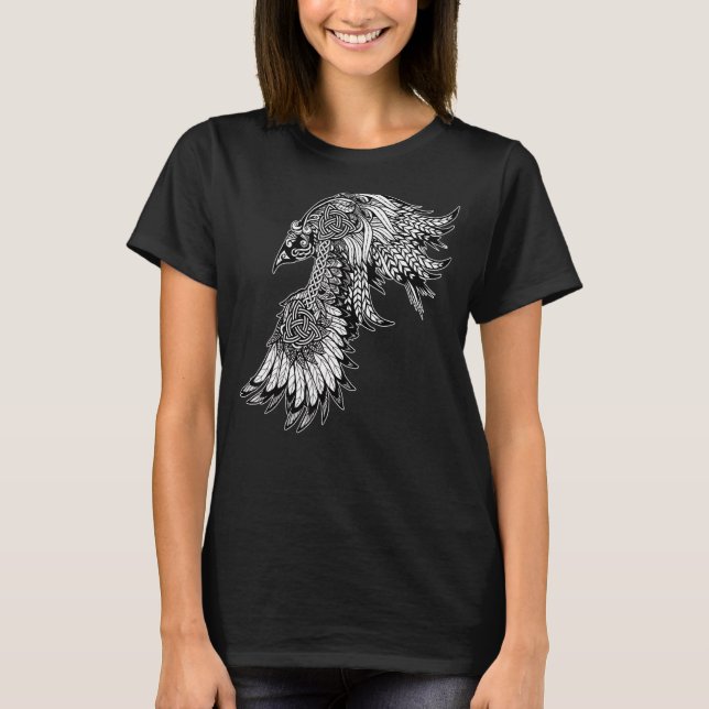 Camiseta Crow Raven Norse Mythology Viking Nordic Symbol Cu (Frente)