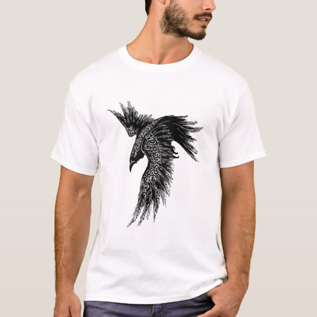 Camiseta Crow Raven - Símbolo de Viking Norse (Frente)
