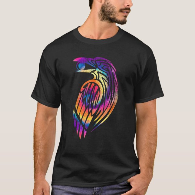 Camiseta Crow Raven Tie Dye Colors Hippy Tribal Design (Frente)