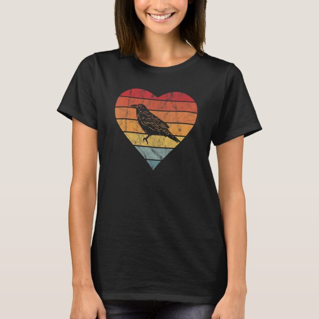 Camiseta Crow Vintage Heart Raven (Frente)