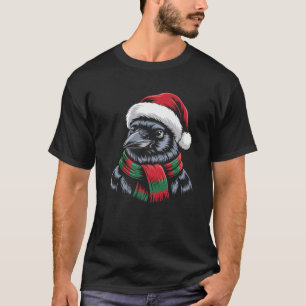 Camiseta Crow Xmas Santa Hat Scarf Natal Prêmio