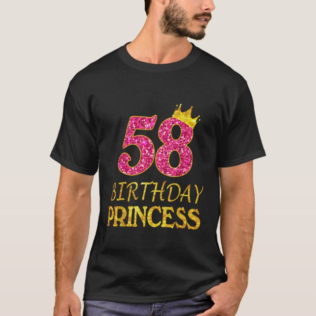 Camiseta Crown 58th Birthday Princess Girl Tee 58 Years Old (Frente)