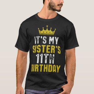 Camiseta Crown Amarelo Aniversário de 11 anos Para Irmã Da