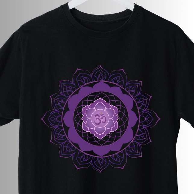 Camiseta Crown Chakra Mandala - Sahasrara Com T-Shirt Om (Criador carregado)