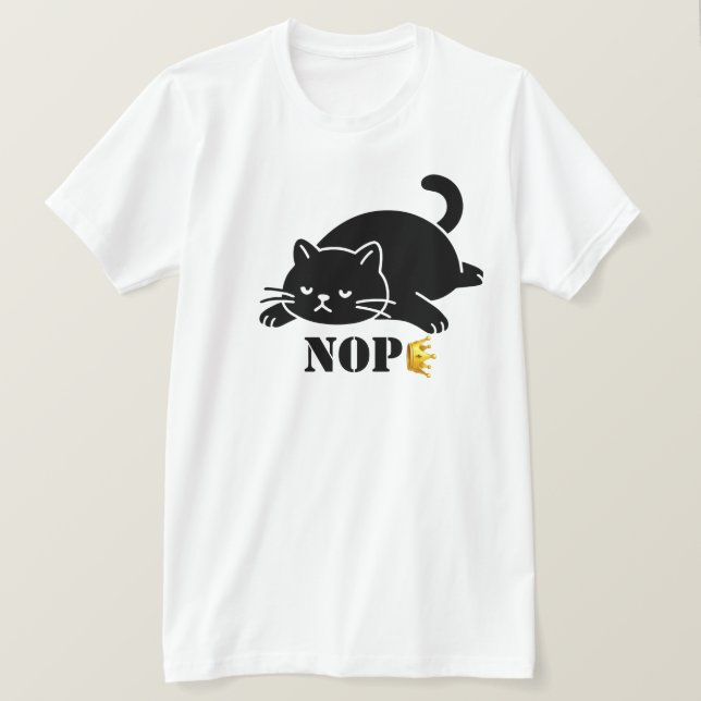 Camiseta Crown NOPE Black Cat Funny for Cat Lovers (Frente do Design)