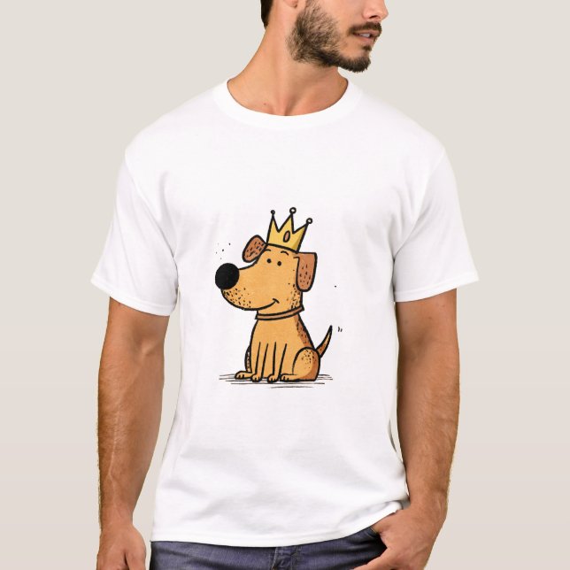 Camiseta Crowned Pup – Cute Cartoon Dog King (Frente)