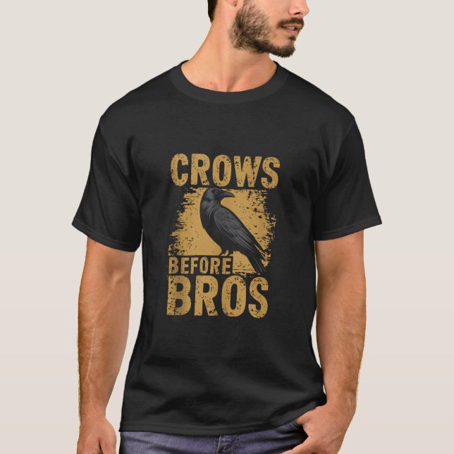 Camiseta Crows Before Bros Design Dark Bird Witchcraft Retr (Frente)