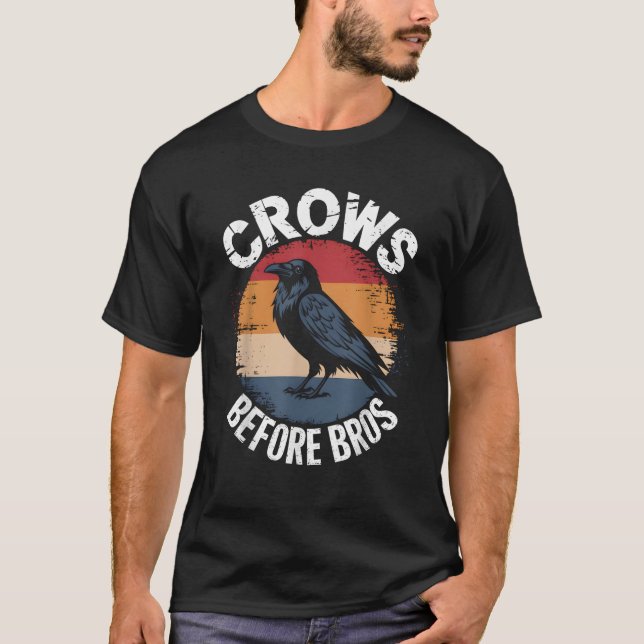 Camiseta Crows Before Bros Design Dark Bird Witchcraft Retr (Frente)
