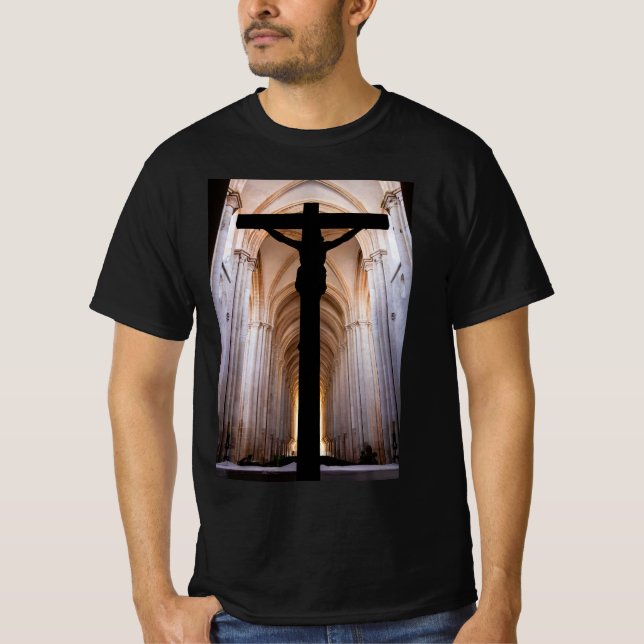 Camiseta Crucifixo com Jesus Cristo. Abadia de Alcobaca Gót (Frente)
