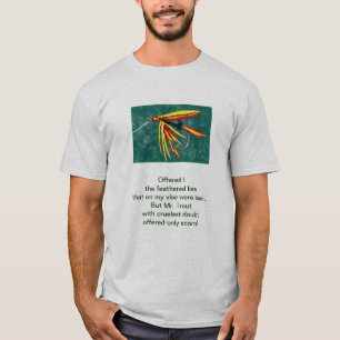 Camiseta "Cruel Trout" poema original com arte de pesca com
