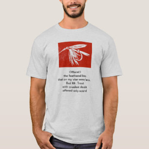Camiseta "Cruel Trout" poema original com arte de pesca com