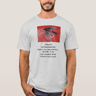 Camiseta "Cruel Trout" poema original com arte de pesca com
