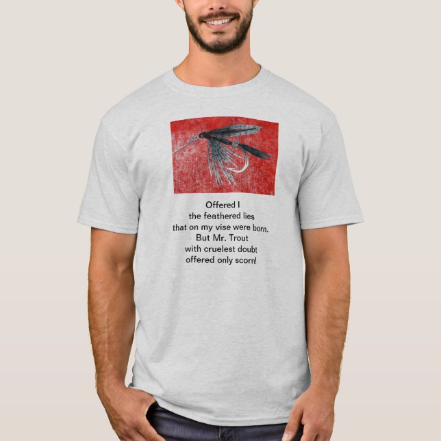 Camiseta "Cruel Trout" poema original com arte de pesca com (Frente)
