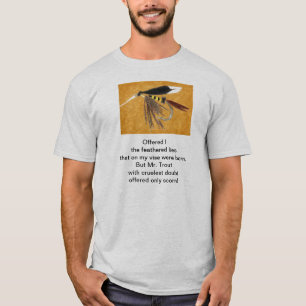 Camiseta "Cruel Trout" poema original com arte de pesca com
