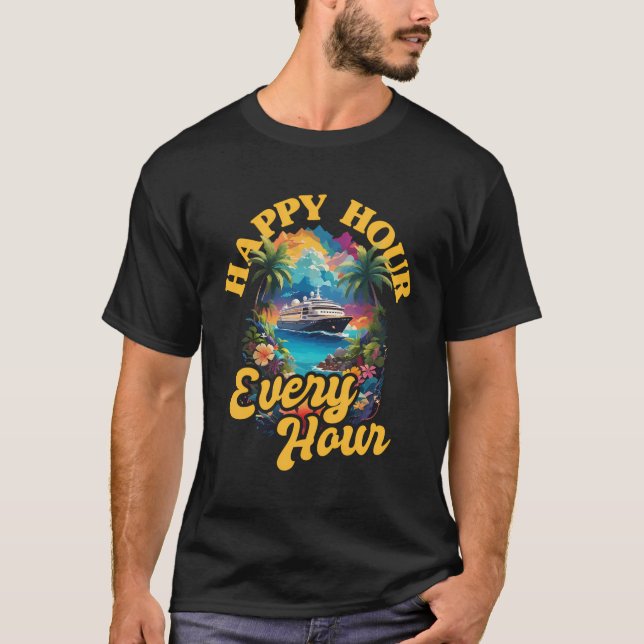 Camiseta Cruise 2023 Happy Hour Family Vacation Cruise Ship (Frente)