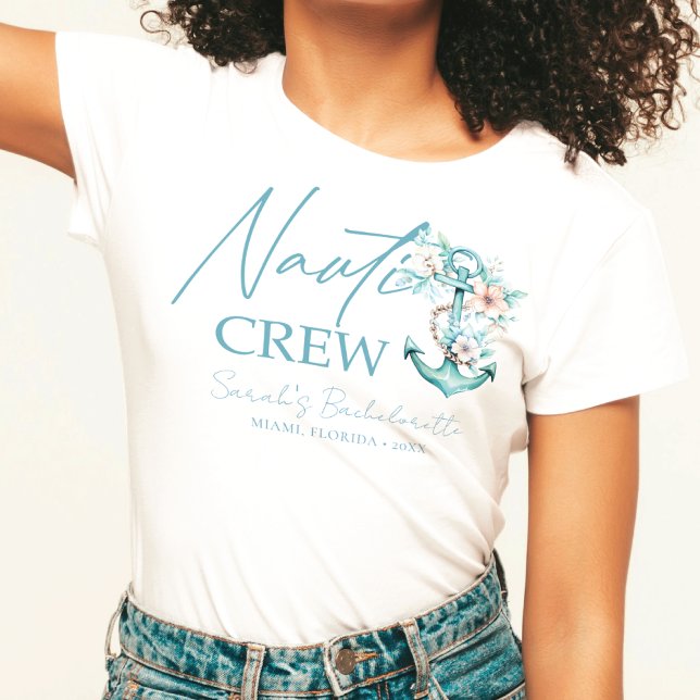 Camiseta Cruise Bachelorette Personalizada Nauti Crew (Criador carregado)