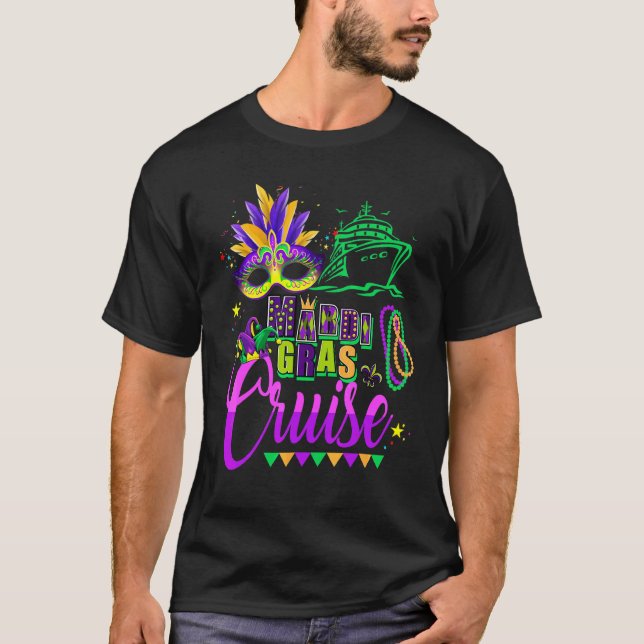 Camiseta Cruise Cruise Mardi Gras Mask Cruise Ship Party (Frente)