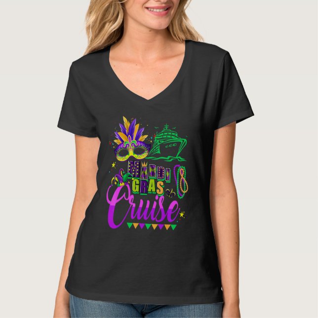 Camiseta Cruise Cruise Mardi Gras Mask Cruise Ship Party (Frente)