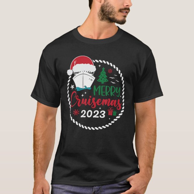 Camiseta Cruise de Natal da Família 2023 Feliz Cruisemas Xm (Frente)