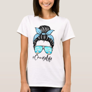 Camiseta Cruise-Life-Messy-Bun,-Cruise-Crew,-Family-Crui