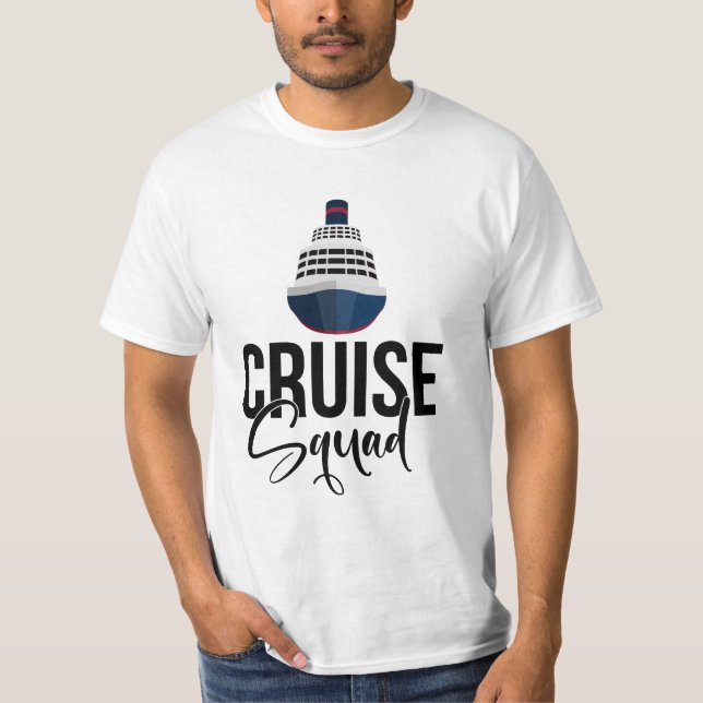 Camiseta Cruise Squad com navio grande para férias familiar (Frente)