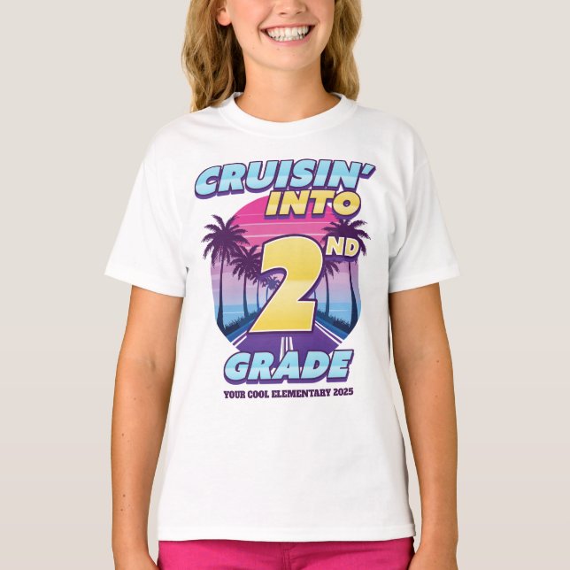 Camiseta Cruisin’ Back to School 2nd Grade Girl's (Frente)